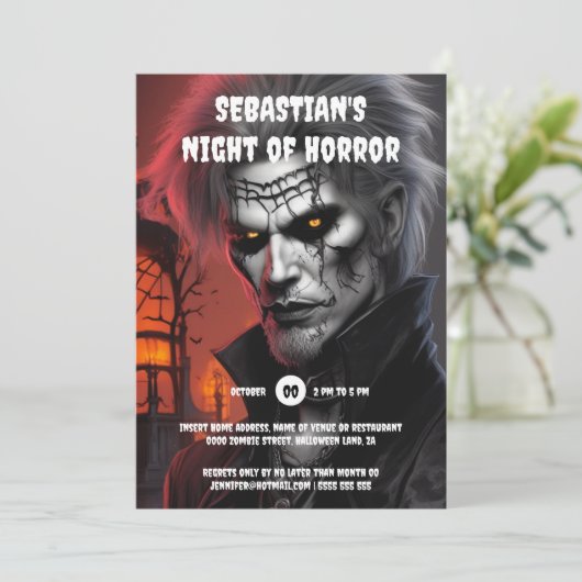 Halloween-Party Erwachsene gotische Vampir Mann Ta Einladung (Stehend Vorderseite)