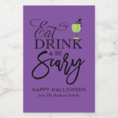 Halloween-Party "Essen, trinken und Beängstigend s Weinetikett (Einzelnes Label)