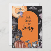 Halloween-Party Essgetränk Beängstigend sein Einladung (Rückseite)