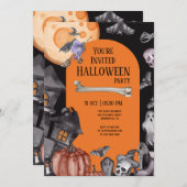 Halloween-Party Essgetränk Beängstigend sein Einladung (Vorne/Hinten)