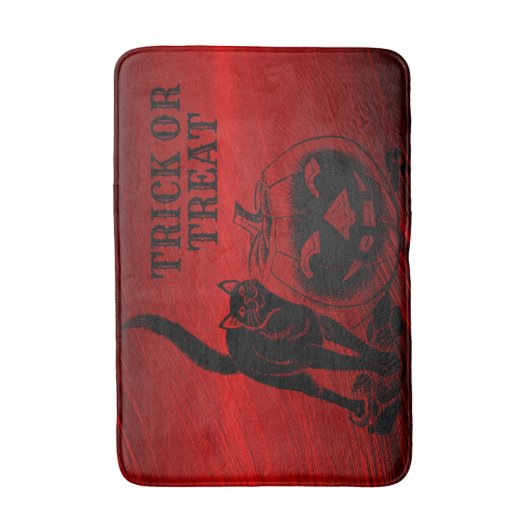 Halloween-Party Evil Black Cat Pumpkin Red Beängst Badematte (Vorderseite Vertikal)