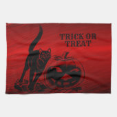 Halloween-Party Evil Black Cat Pumpkin Red Beängst Geschirrtuch (Horizontal)