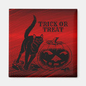 Halloween-Party Evil Black Cat Pumpkin Red Beängst Magnet (Vorne)
