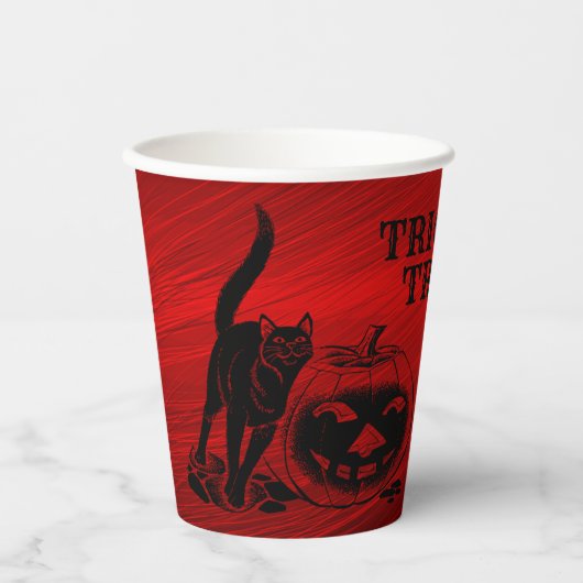 Halloween-Party Evil Black Cat Pumpkin Red Beängst Pappbecher (Vorderseite)