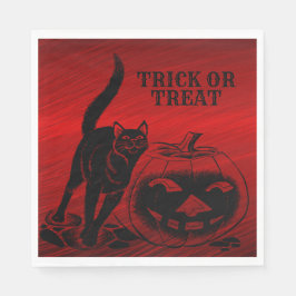 Halloween-Party Evil Black Cat Pumpkin Red Beängst Serviette