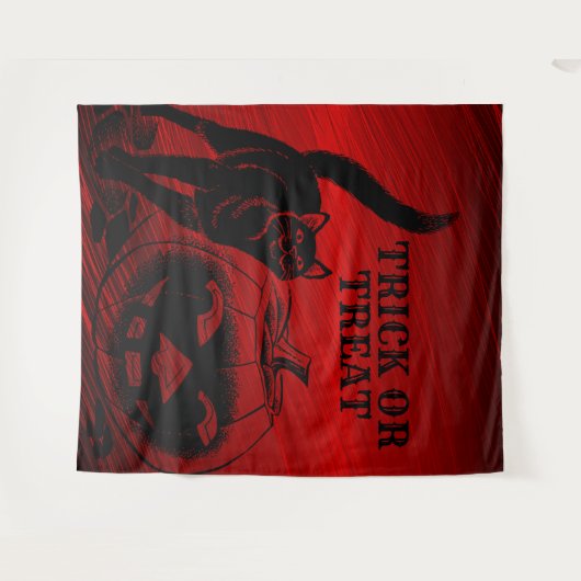 Halloween-Party Evil Black Cat Pumpkin Red Beängst Wandteppich (Vorderseite (Horizontal))