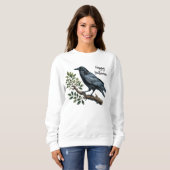 Halloween-Party Evil Black Crow Green Blätter Frau Sweatshirt (Vorne ganz)