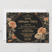 Halloween-Party Evil Black Crow Orange Blume Einladung (Rückseite)