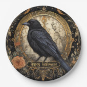 Halloween-Party Evil Black Crow Orange Blume Pappteller (Vorderseite)