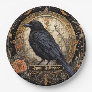 Halloween-Party Evil Black Crow Orange Blume Pappteller