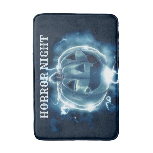 Halloween-Party Evil Blue Pumpkin Horror Beängstig Badematte (Vorderseite Vertikal)