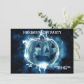Halloween-Party Evil Blue Pumpkin Horror Beängstig Einladung (Stehend Vorderseite)