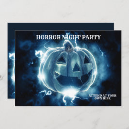 Halloween-Party Evil Blue Pumpkin Horror Beängstig Einladung