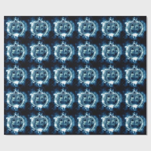 Halloween-Party Evil Blue Pumpkin Horror Beängstig Geschenkpapier (Flach)