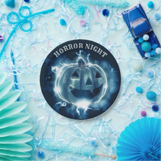 Halloween-Party Evil Blue Pumpkin Horror Beängstig Pappteller (Party)