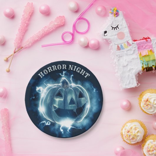 Halloween-Party Evil Blue Pumpkin Horror Beängstig Pappteller (Party)