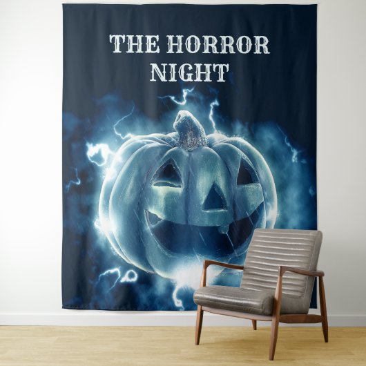 Halloween-Party Evil Blue Pumpkin Horror Beängstig Wandteppich (Beispiel)