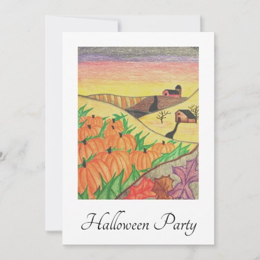 Halloween-Party Fall Folk Art Pumpkins Einladung (Vorderseite)