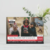 Halloween-Party Family Breaking TV News Fantastisc Einladung (Stehend Vorderseite)