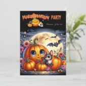 Halloween-Party Farbige & Editierbare Einladung (Stehend Vorderseite)