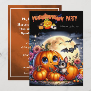 Halloween-Party Farbige & Editierbare Einladung