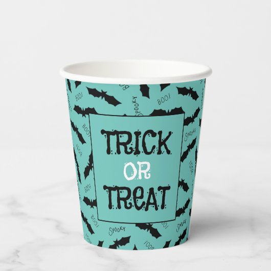 Halloween-Party-Fledermäuse, Trick oder Treten Pappbecher (Rückseite)