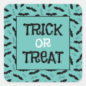 Halloween-Party-Fledermäuse, Trick oder Treten Quadratischer Aufkleber (Vorderseite)