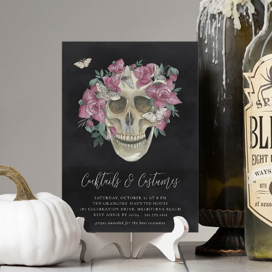 Halloween-Party "Floral Skull" Einladung
