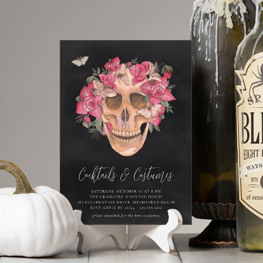 Halloween-Party "Floral Skull" Einladung
