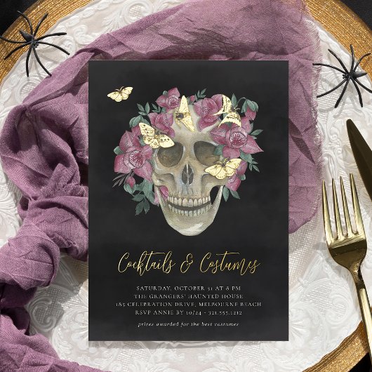 Halloween-Party "Floral Skull" Folieneinladung