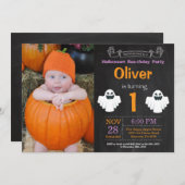 Halloween Party Foto Einladung (Vorne/Hinten)