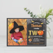 Halloween Party Foto Einladung (Stehend Vorderseite)