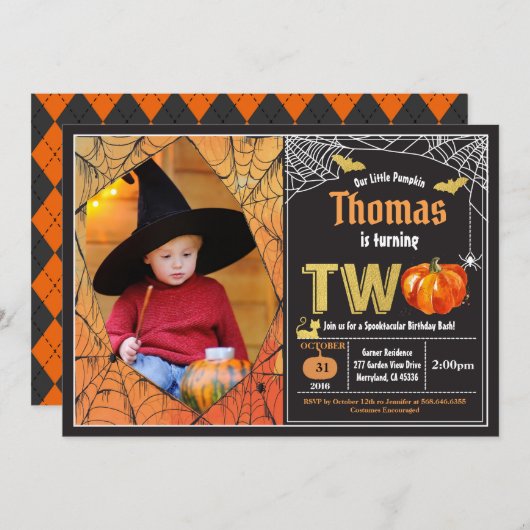 Halloween Party Foto Einladung (Vorne/Hinten)