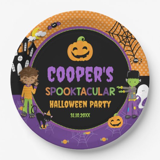 Halloween-Party Frankenstein Warewolf Pappteller (Vorderseite)