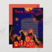 Halloween-Party Full Moon Pumpkins Ravens Cat Postkarte (Vorne/Hinten)