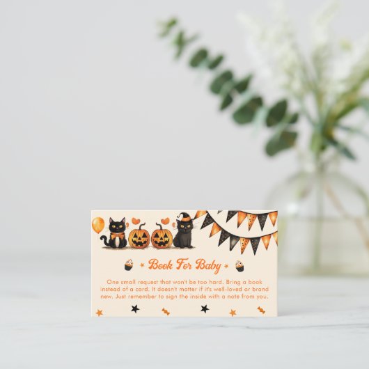Halloween-Party für Baby Black Cat Begleitkarte (Stehend Vorderseite)