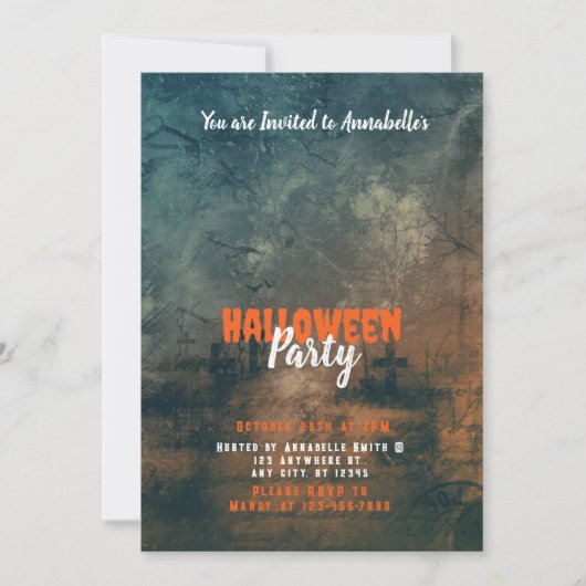 Halloween-Party für Beängstigenden und  Friedhof Einladung (Vorderseite)