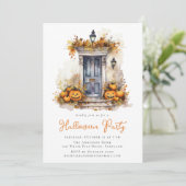 Halloween-Party für die Vorderseite des Watercolor Einladung (Stehend Vorderseite)