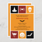 Halloween-Party für einfache Symbole Einladung (Vorne/Hinten)