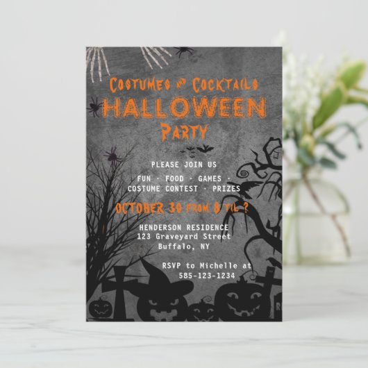 Halloween-Party für Erwachsene Einladung (Stehend Vorderseite)