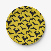 Halloween-Party für Gelb und Schwarze Fledermäuse Pappteller (Vorderseite)