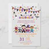 Halloween-Party für Kinder mit niedlicher Hexenkle Einladung (Vorderseite)