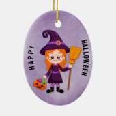 Halloween-Party für Kinderhexe Keramik Ornament (Hinten)
