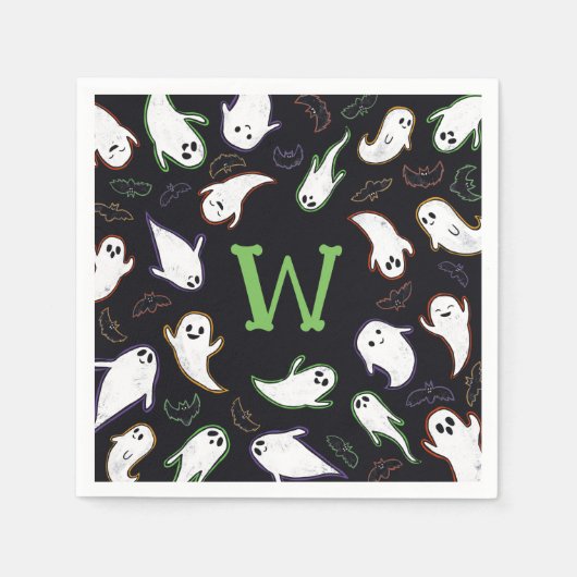 Halloween-Party für mit Monogramm Swoopings und Fl Serviette (Vorderseite)