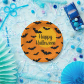 Halloween-Party für orange und schwarze Fledermäus Pappteller (Party)