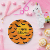 Halloween-Party für orange und schwarze Fledermäus Pappteller (Party)