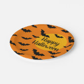 Halloween-Party für orange und schwarze Fledermäus Pappteller (Schrägansicht)