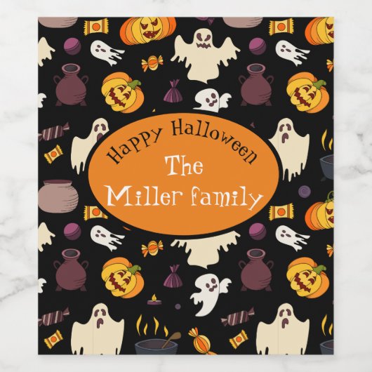 Halloween-Party für personalisierte Familienname Weinetikett (Einzelnes Label)