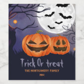 Halloween-Party für Personalisierte Namen testen o Weinetikett (Einzelnes Label)