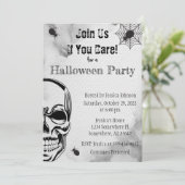 Halloween-Party für Schädel und Spider Einladung (Stehend Vorderseite)